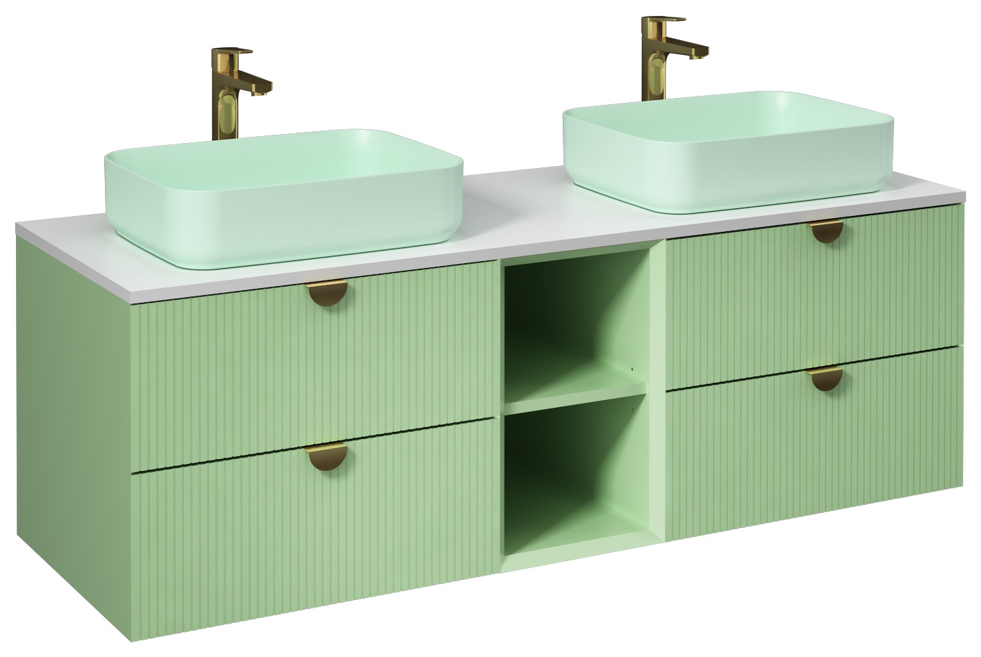 Infinity Mobile Lavabo 150cm (10NF65050-2T x 2 Lavabo incluso) Verde Pastello