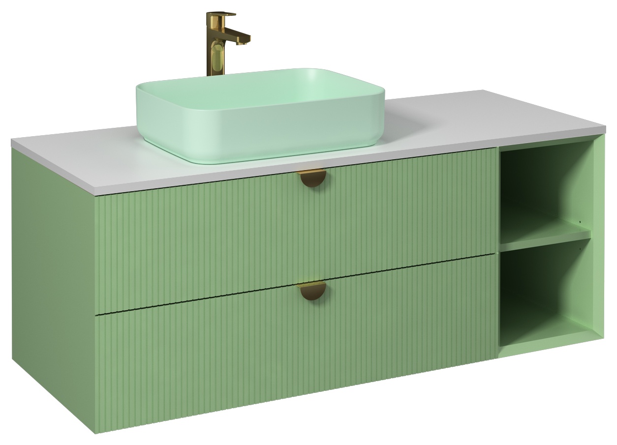 Infinity Mobile Lavabo Mensola Aperta 130cm ( 10NF65050-2T incluso) Verde Pastello