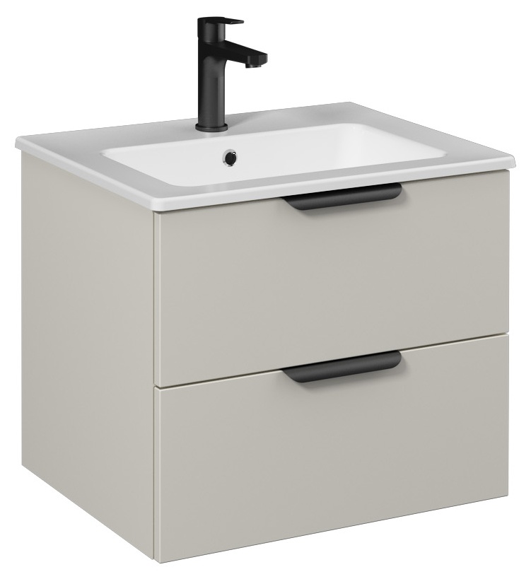 LIV Mobile Lavabo 60cm (10SL50061 incluso) Beige Chiaro Doppio Cassetto