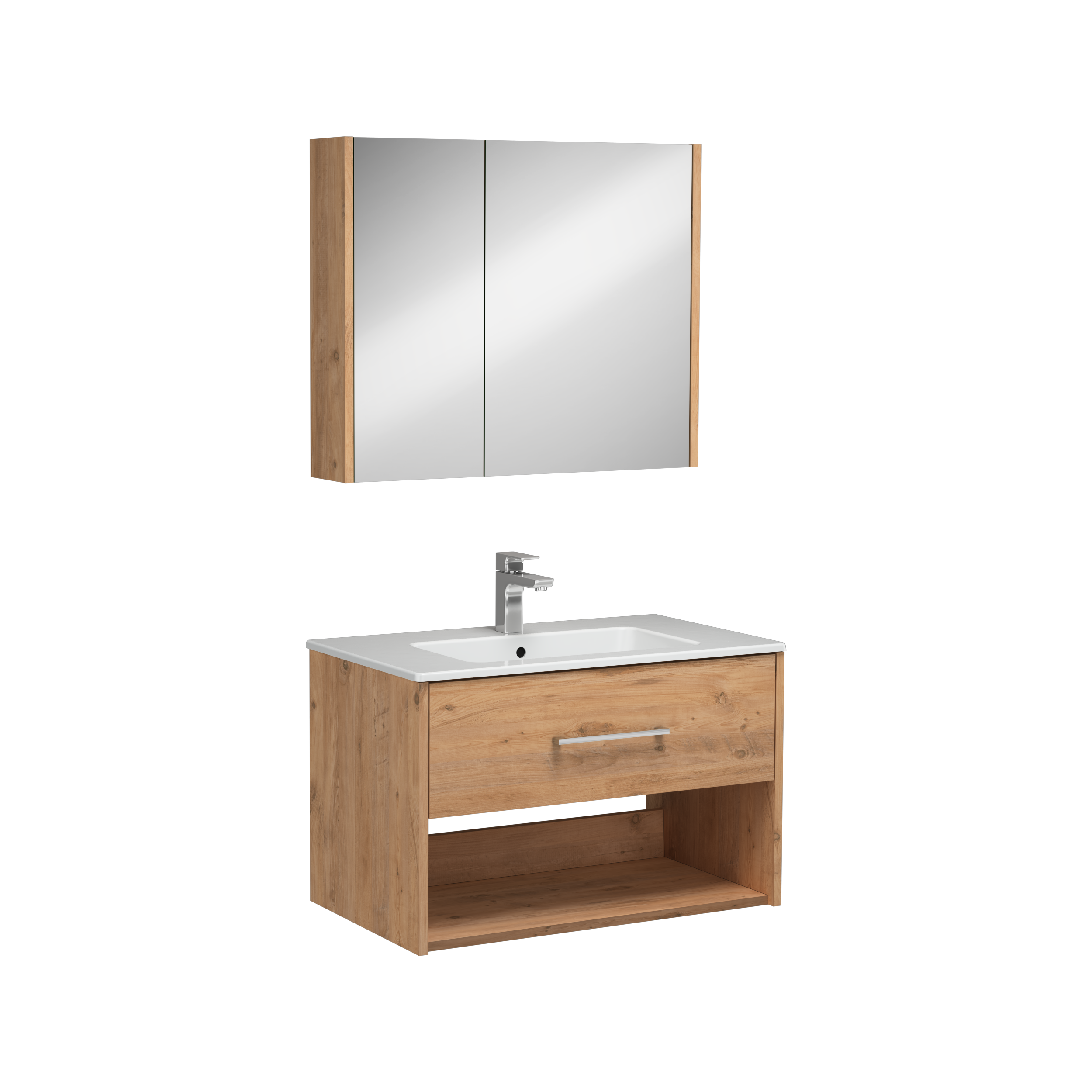 Combinato Lavabo Dolabı Kapaklı Atlantik Çam 80 cm 