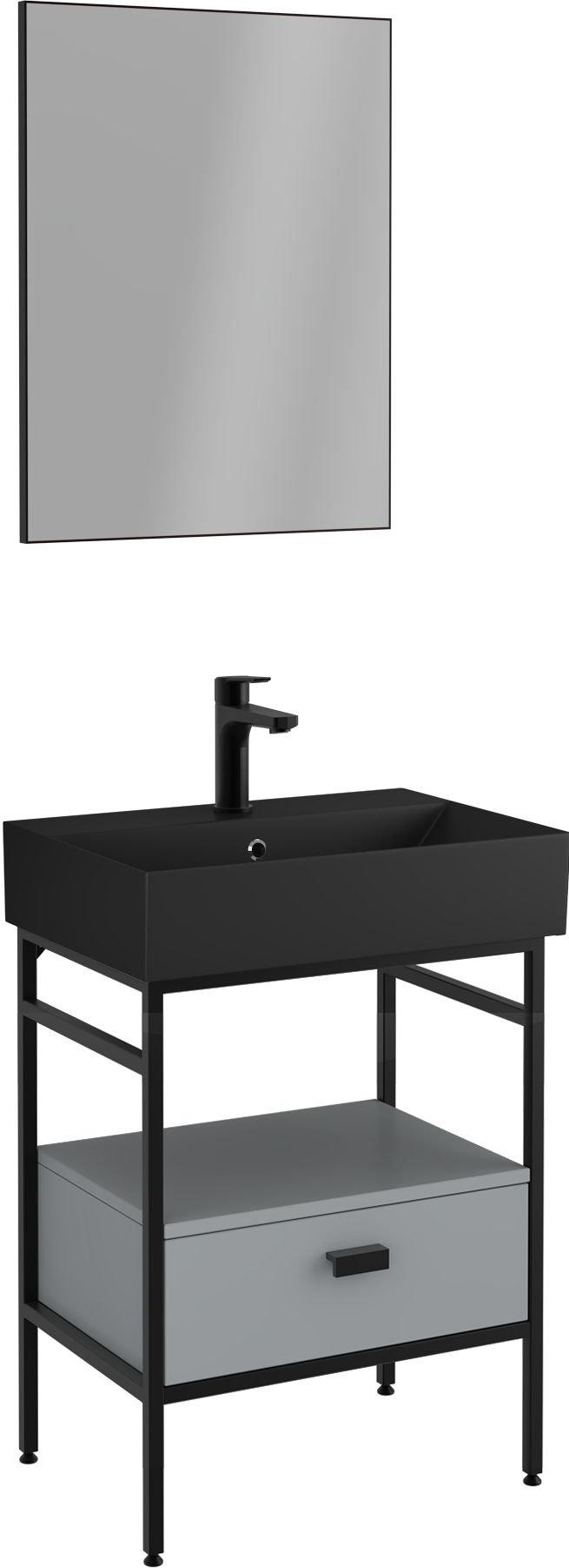 Fermo Çekmeceli Lavabo Ünitesi Gri 60 cm 