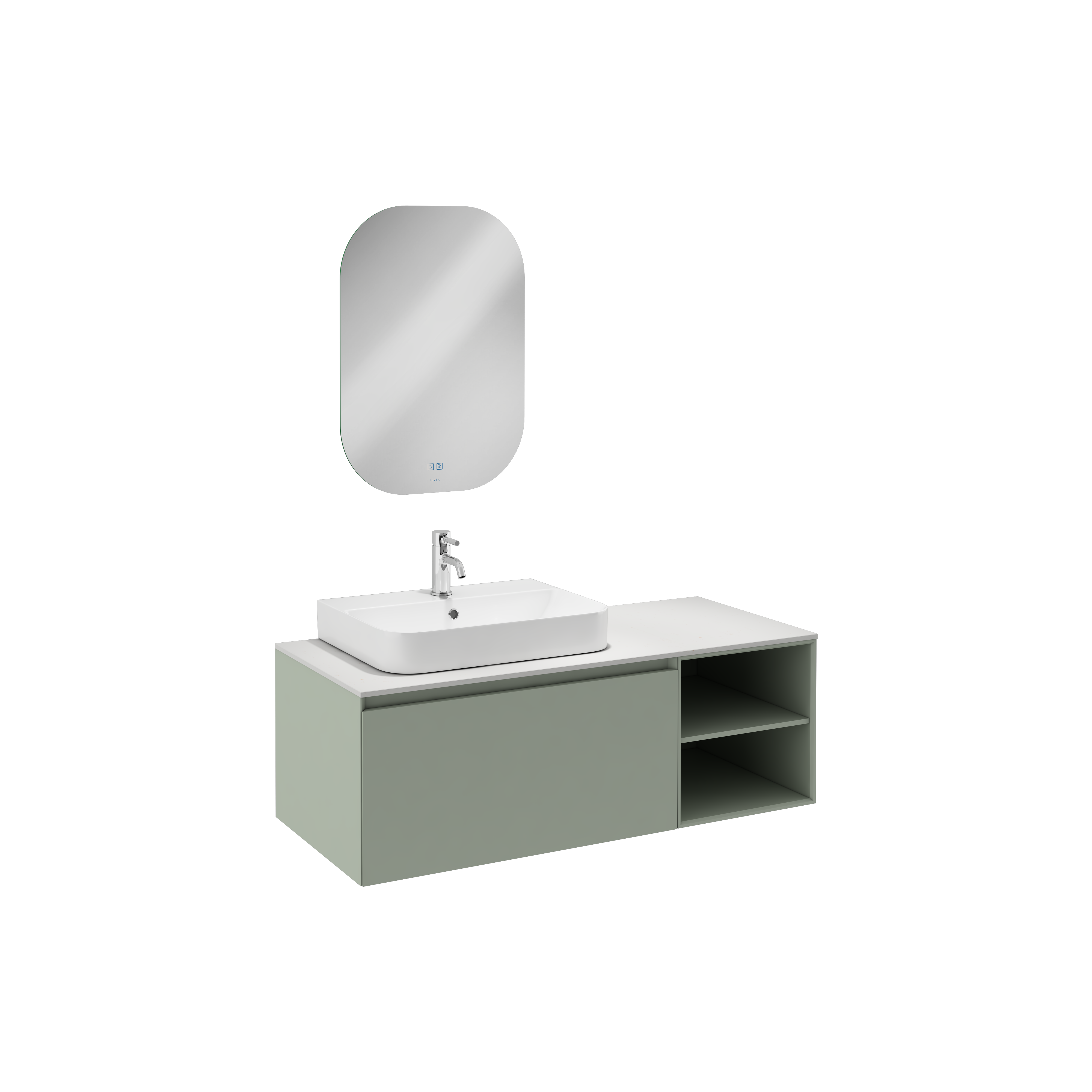 Coredo Lavabo Ünitesi Çimento Gri Raflı 120 cm