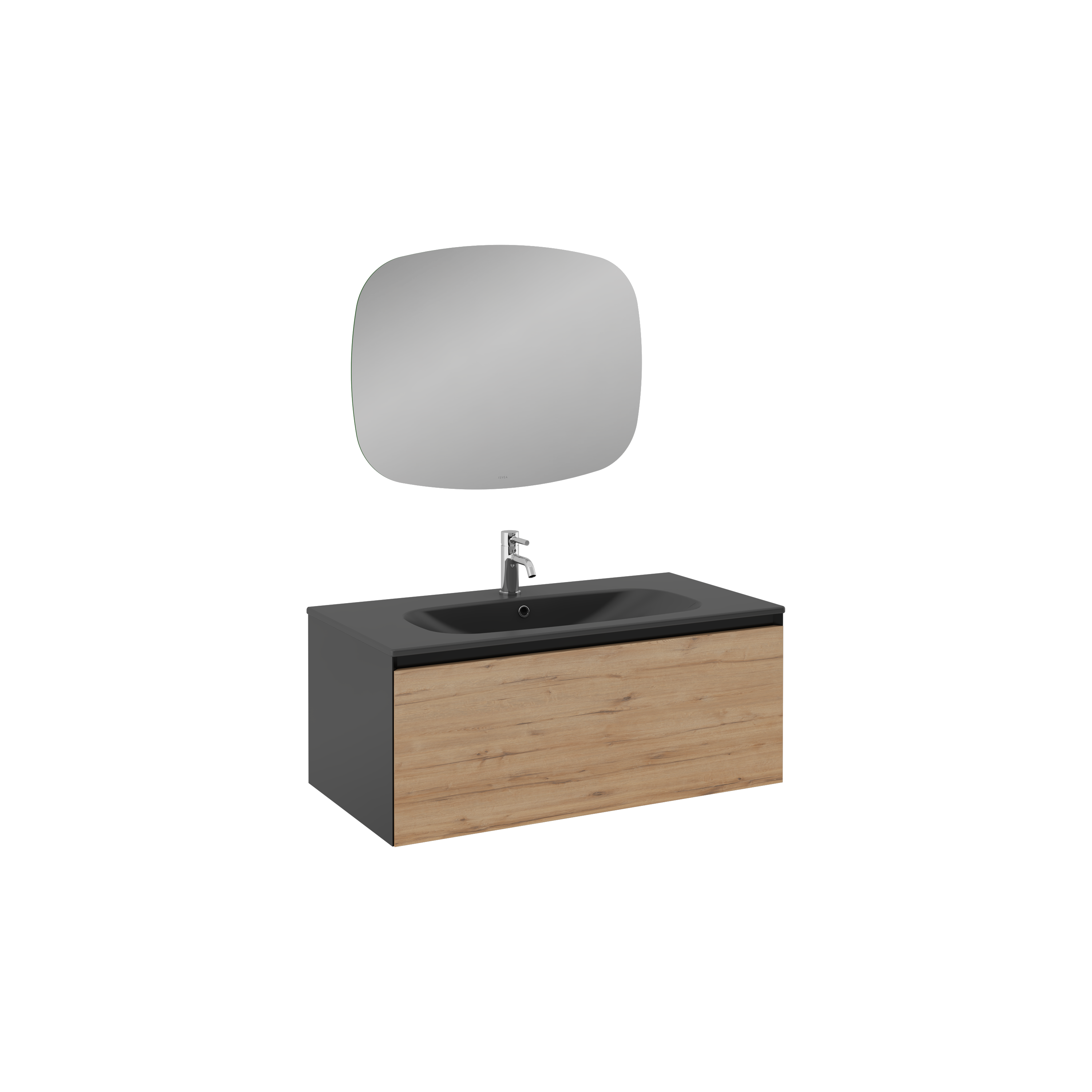 Coredo Lavabo Ünitesi,  Gofrato Mat Siyah-Detroit 100 cm