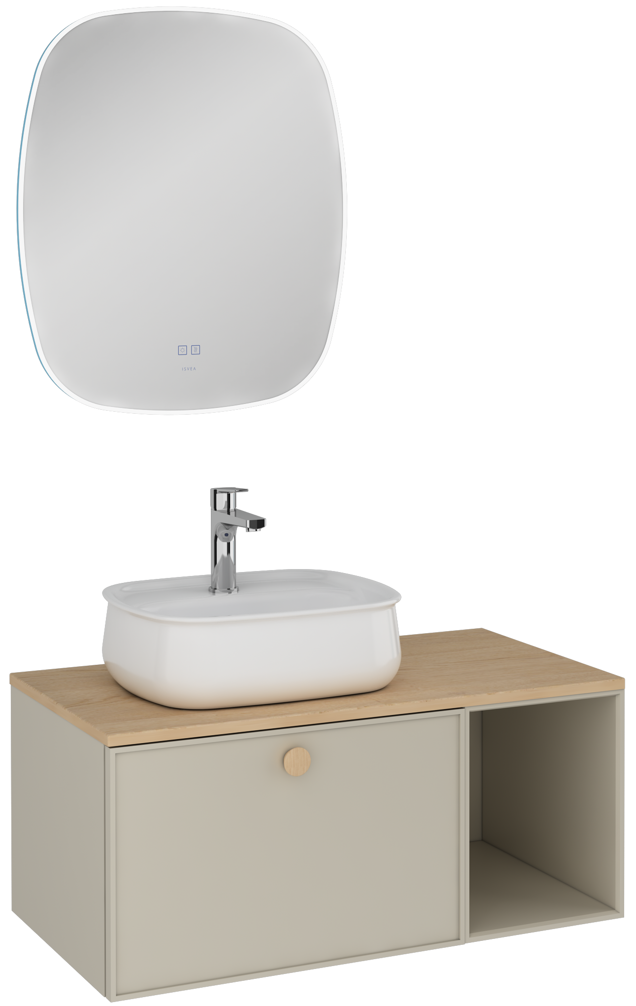 Mondo Tek Çekmeceli Lavabo Ünitesi Çakıl Gri 90 cm