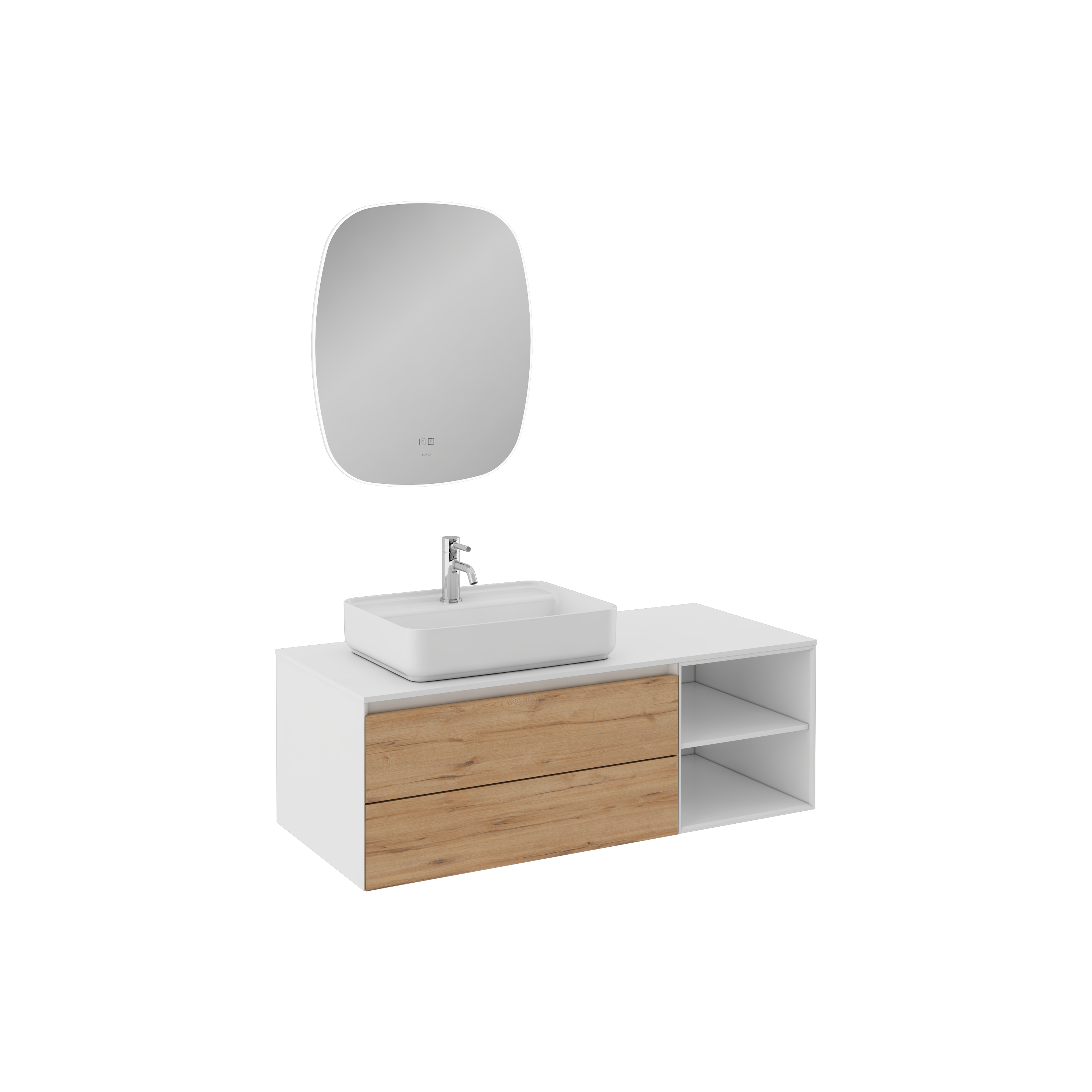 Coredo Lavabo Ünitesi Beyaz-Detroit Raflı 120 cm 