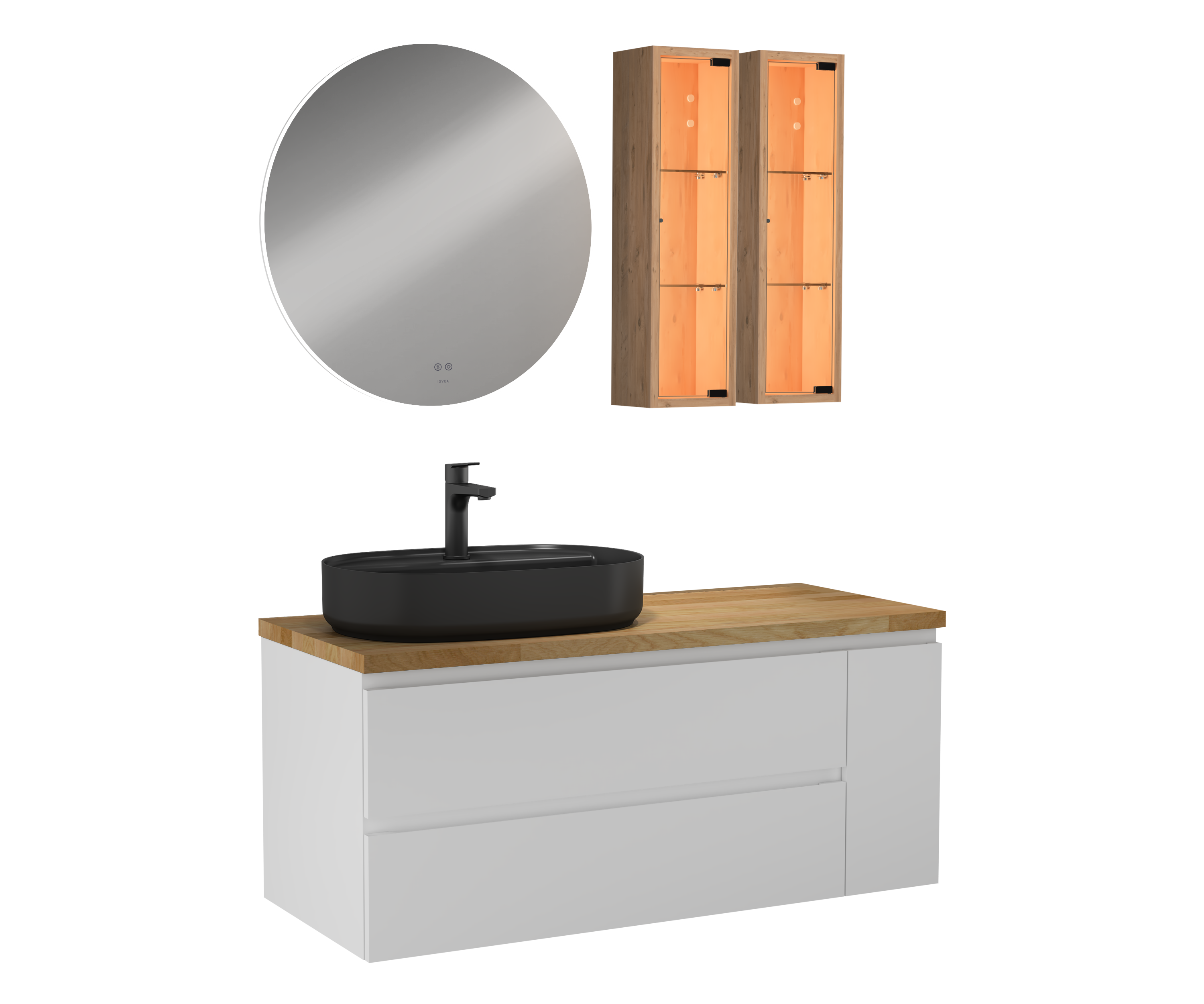 Luce Lavabo Ünitesi Beyaz , Antrasit Lavabolu 120 cm