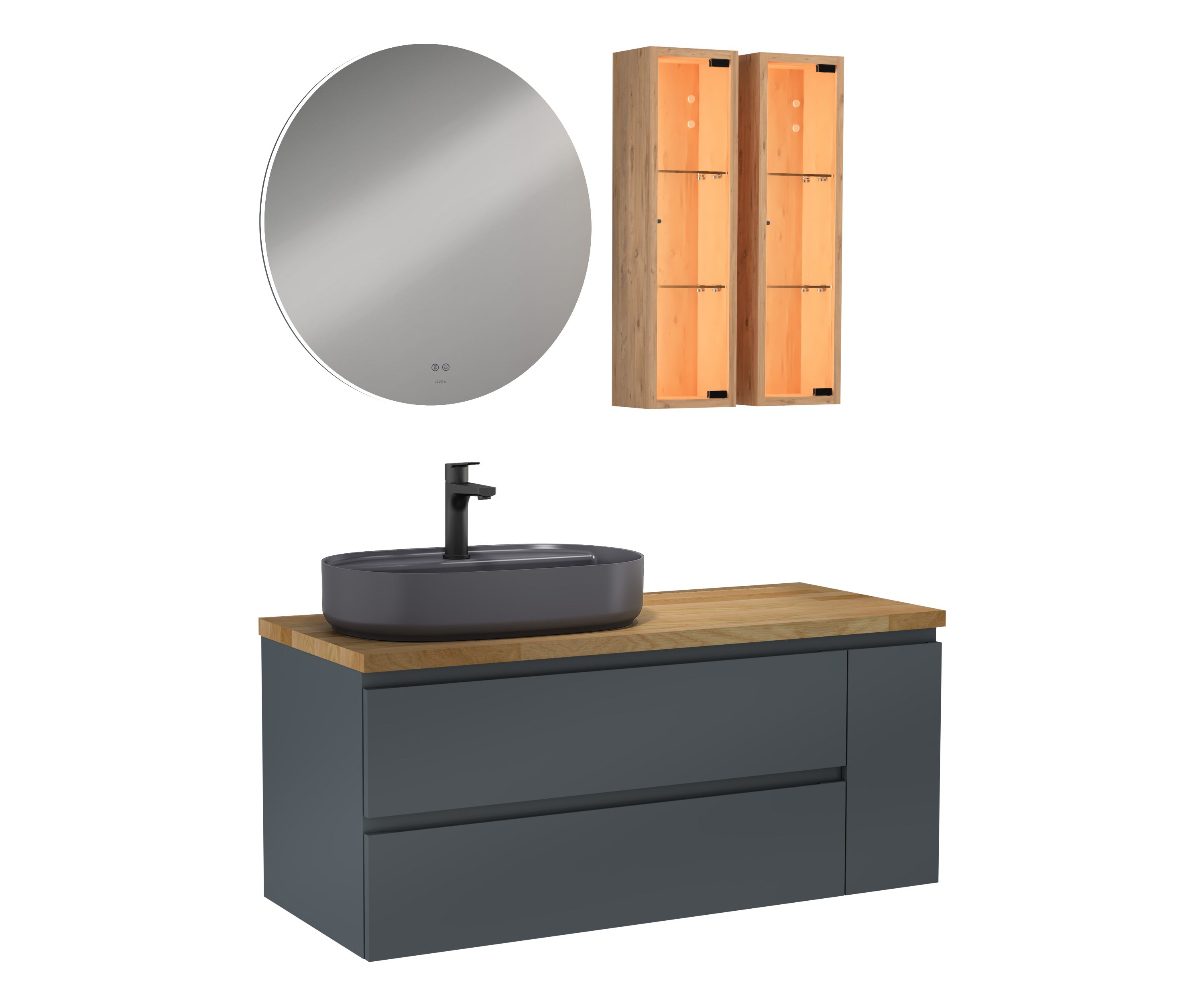 Luce Lavabo Ünitesi Antrasit, Antrasit Lavabolu 120 cm