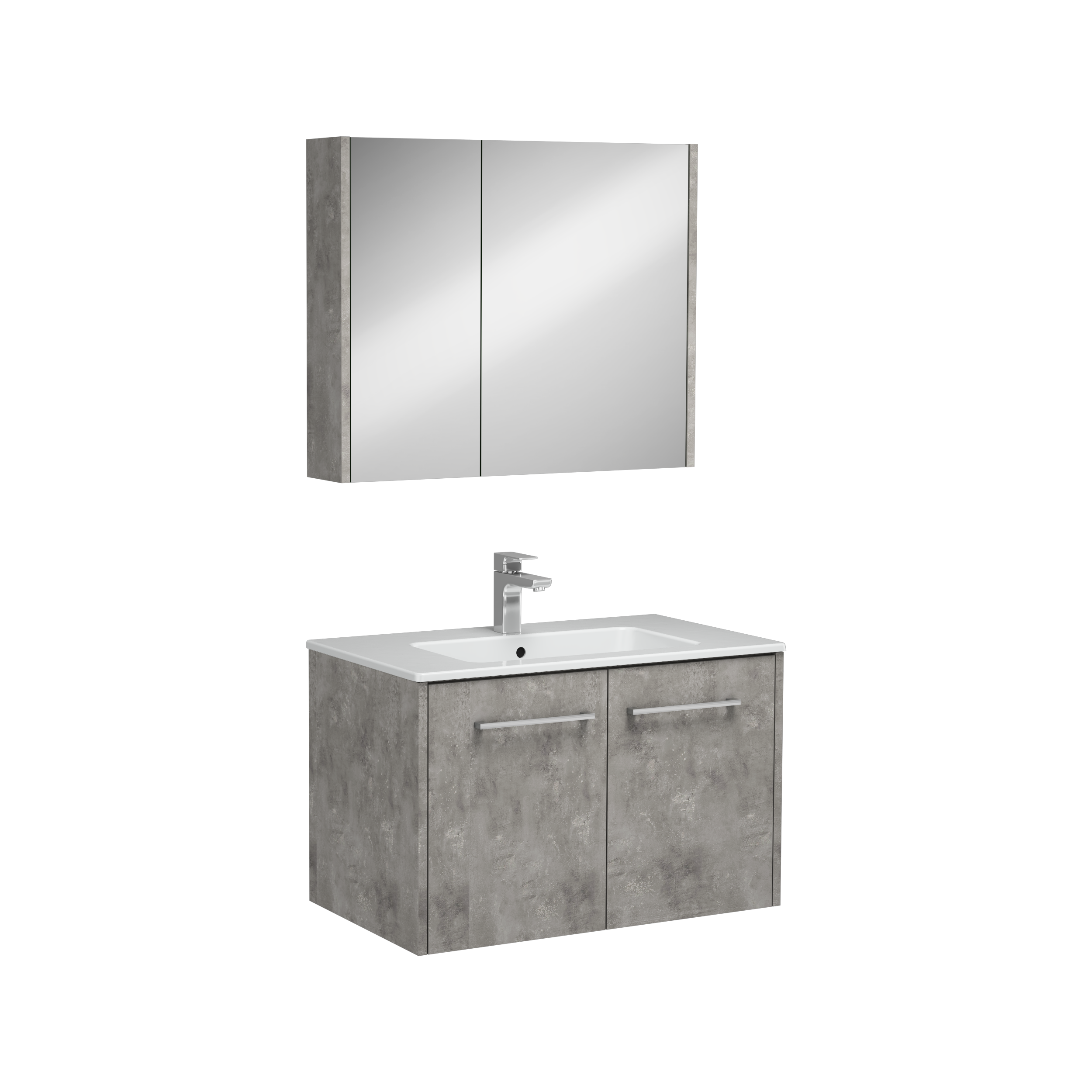 Combinato Lavabo Dolabı Kapaklı Retro Gümüş 80 cm 