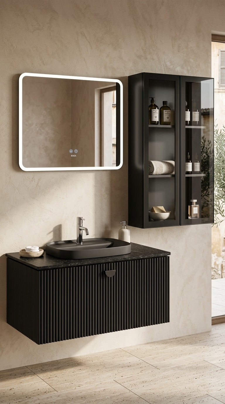 Infinity Artisan Lavabo Ünitesi Siyah 100 cm