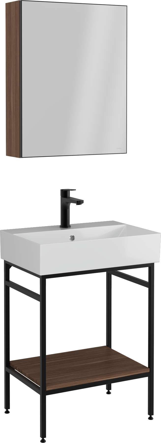 Fermo Raflı Lavabo Ünitesi Victoria Ceviz 60 cm   