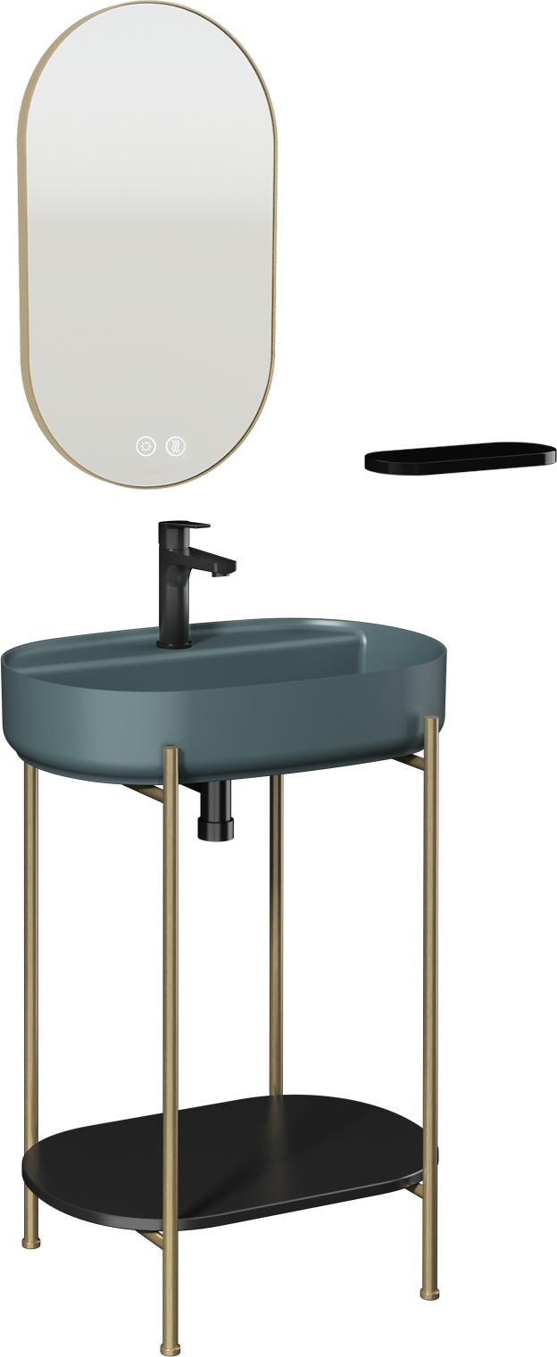 Puno Art Metal Lavabo Ünitesi Petrol Yeşili Lavabo 60cm
