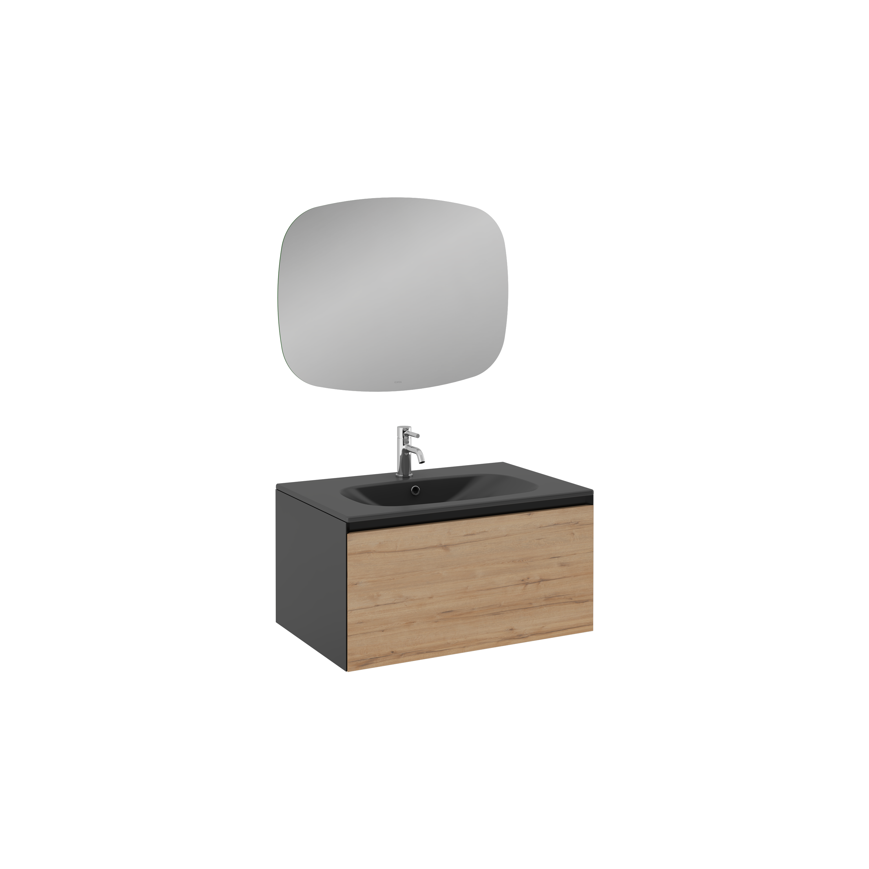 Coredo Lavabo Ünitesi Gofrato Mat Siyah Detroit  80 cm
