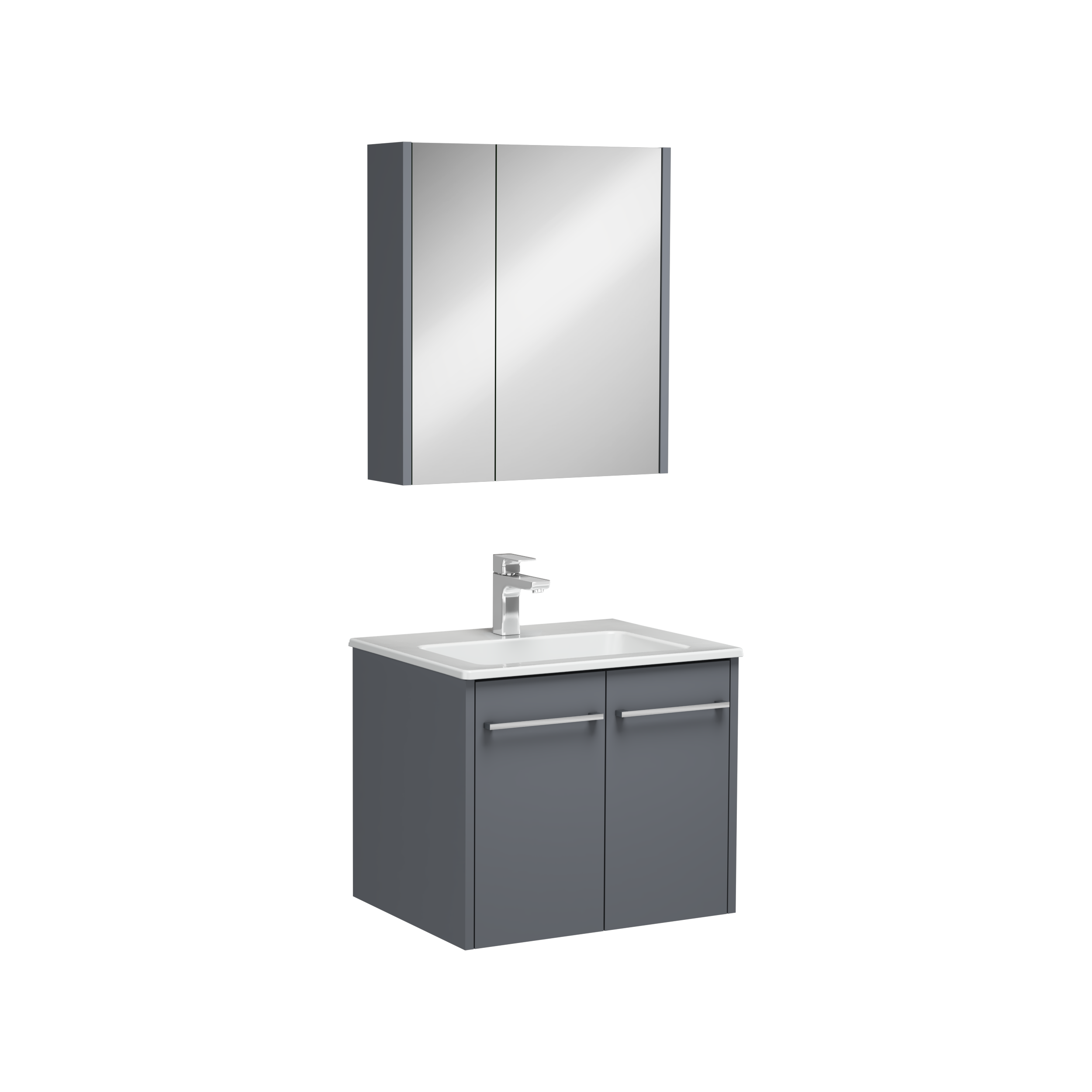 Combinato Lavabo Dolabı Kapaklı Antrasit 60 cm