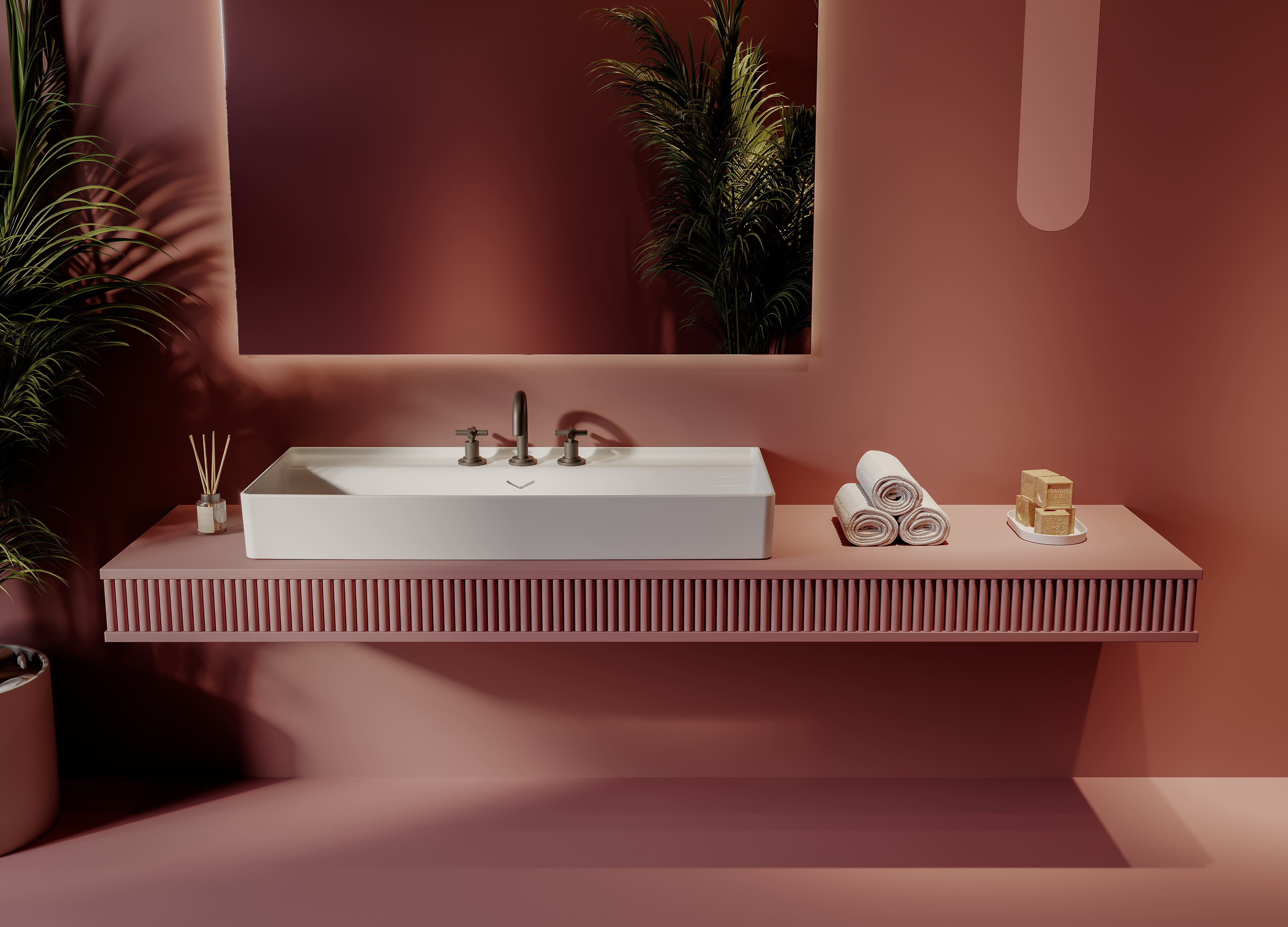 Vea Tezgah Üstü Lavabo 121 cm