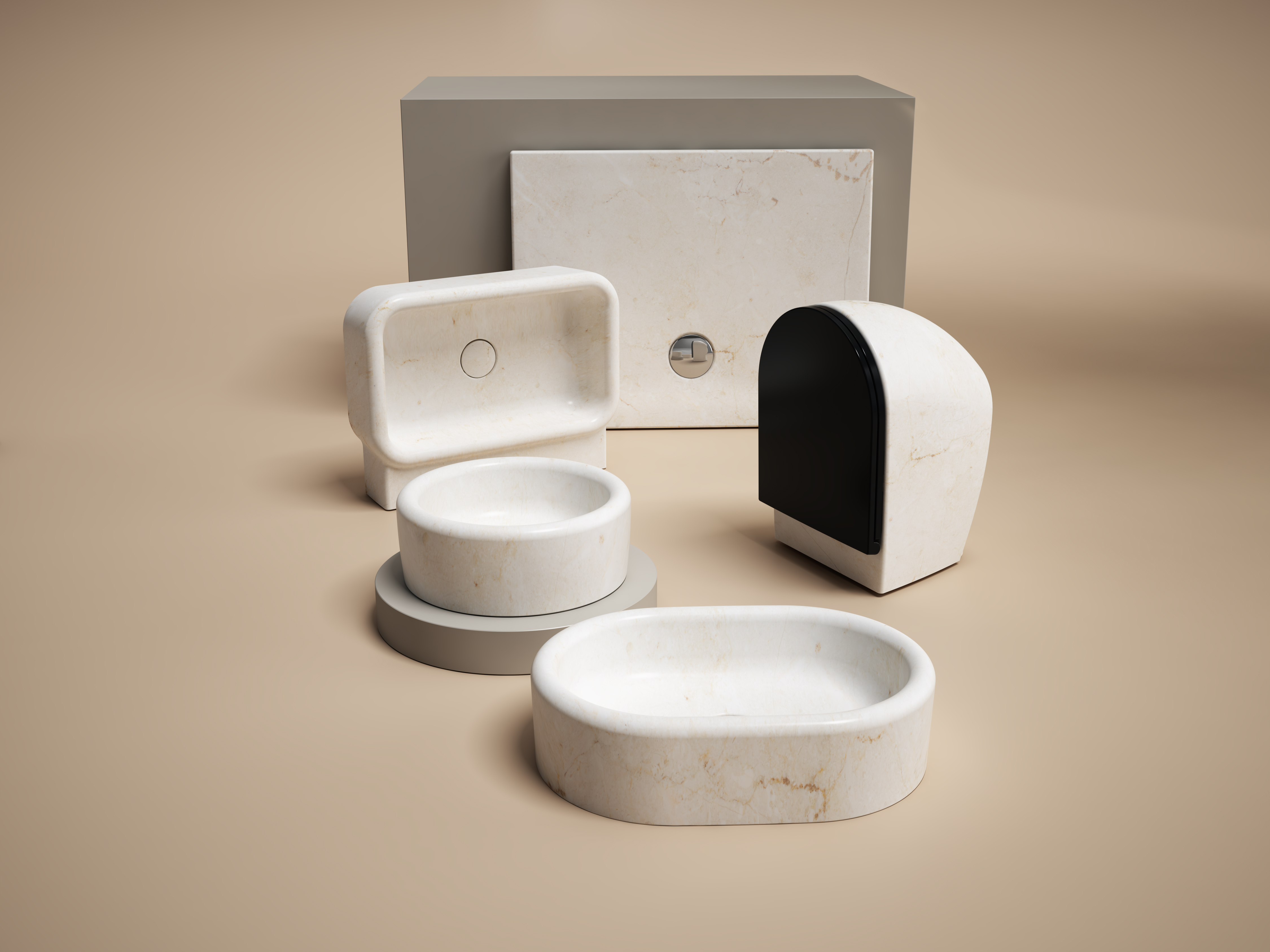 Curvo Lavabo 42 cm Travertino