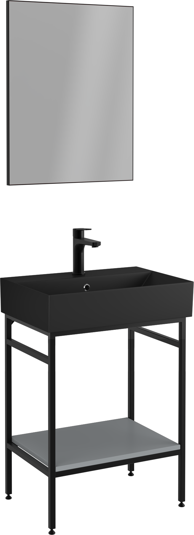Fermo Raflı Lavabo Ünitesi Gri 60 cm 