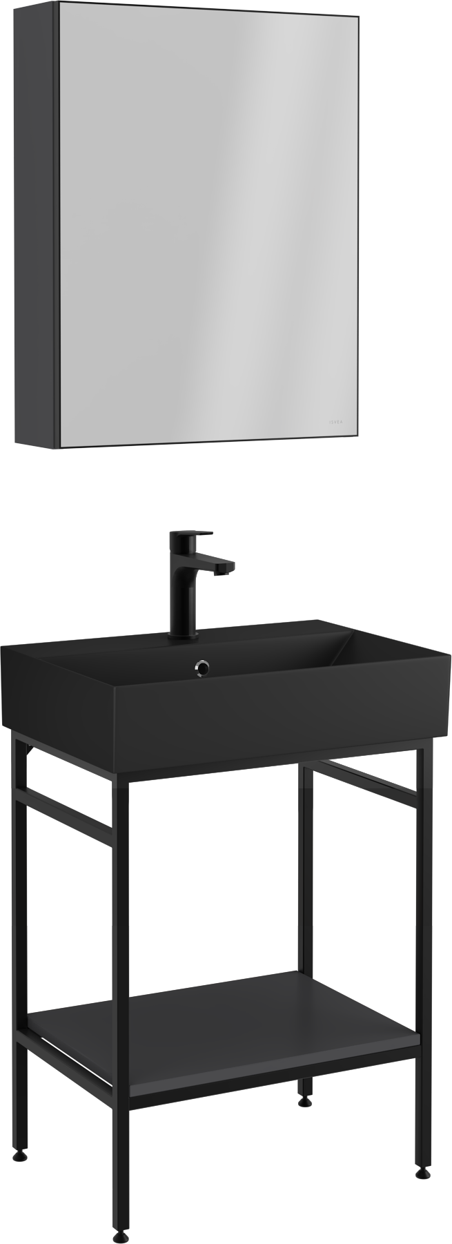 Fermo Raflı Lavabo Ünitesi Antrasit 60 cm 
