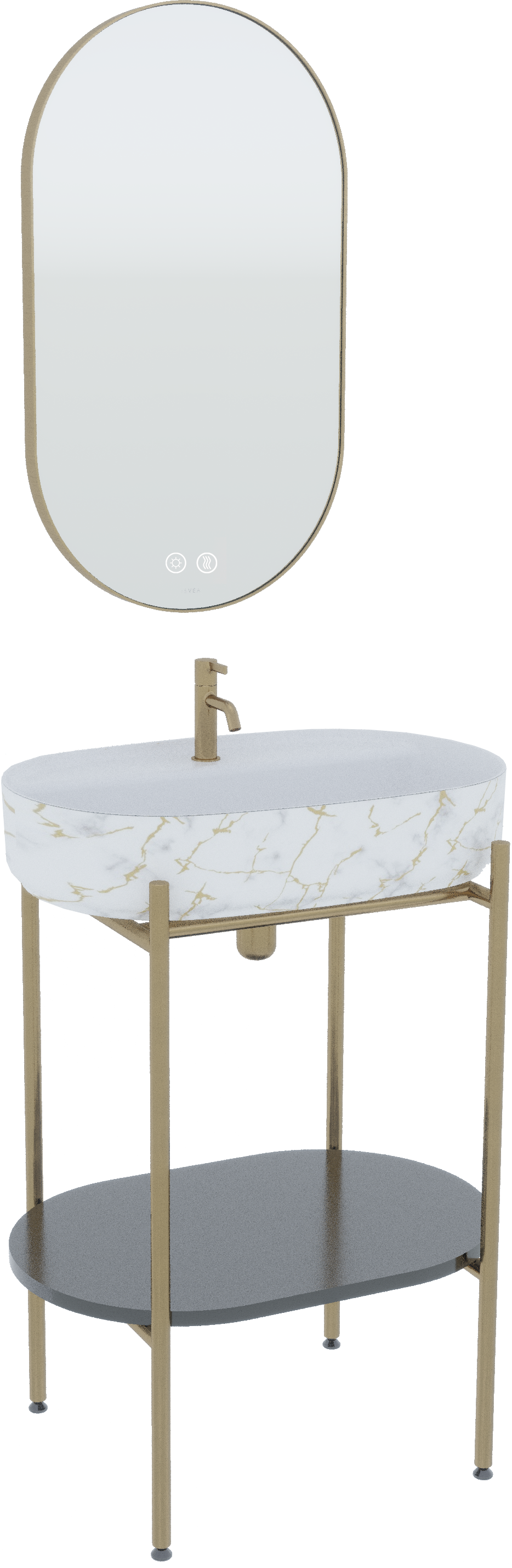Puno Art Metal Lavabo Ünitesi Marmo Beyaz Lavabo 60 cm 