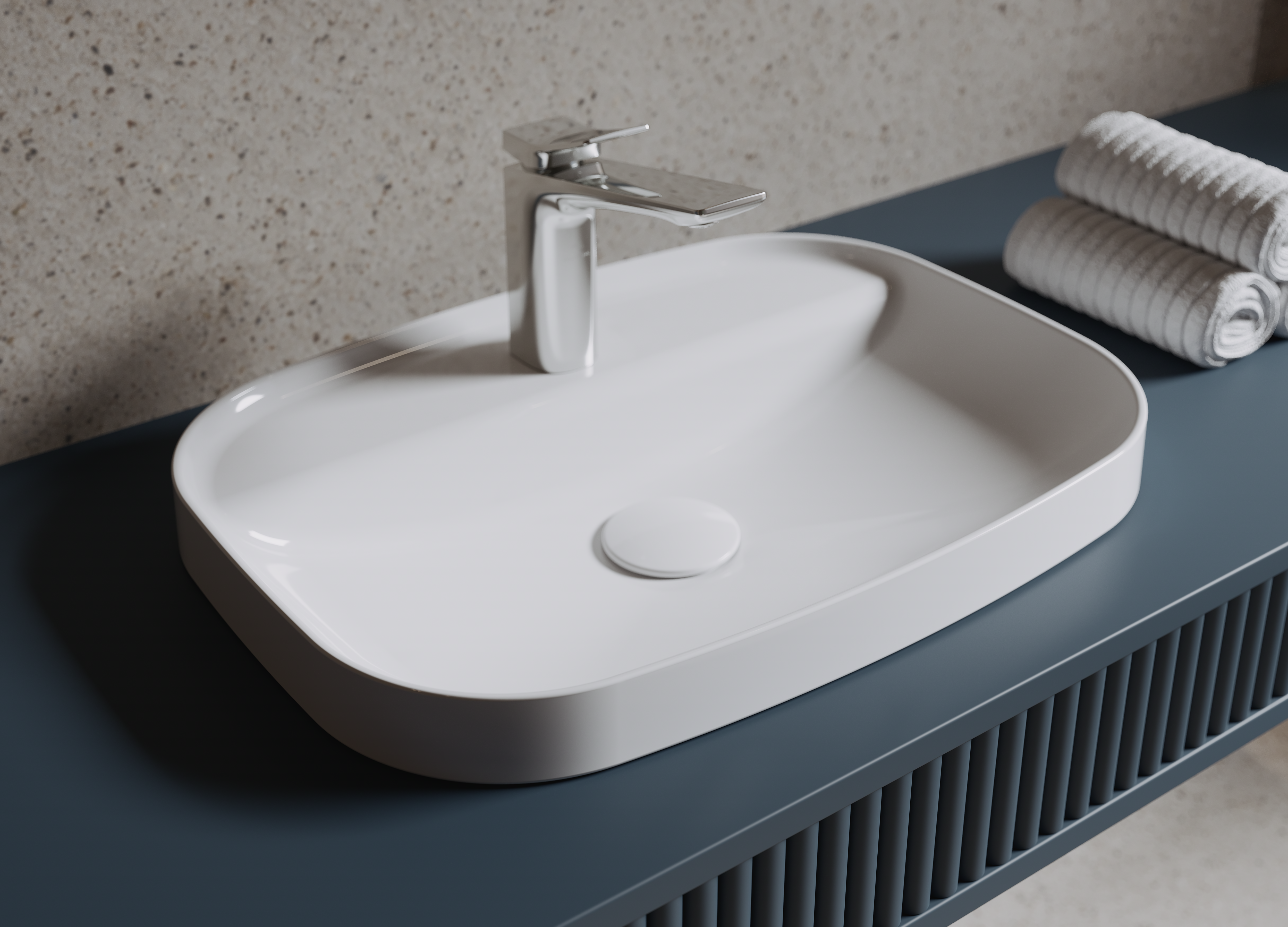 Infinity Inset Lavabo 55 cm Taş Gri