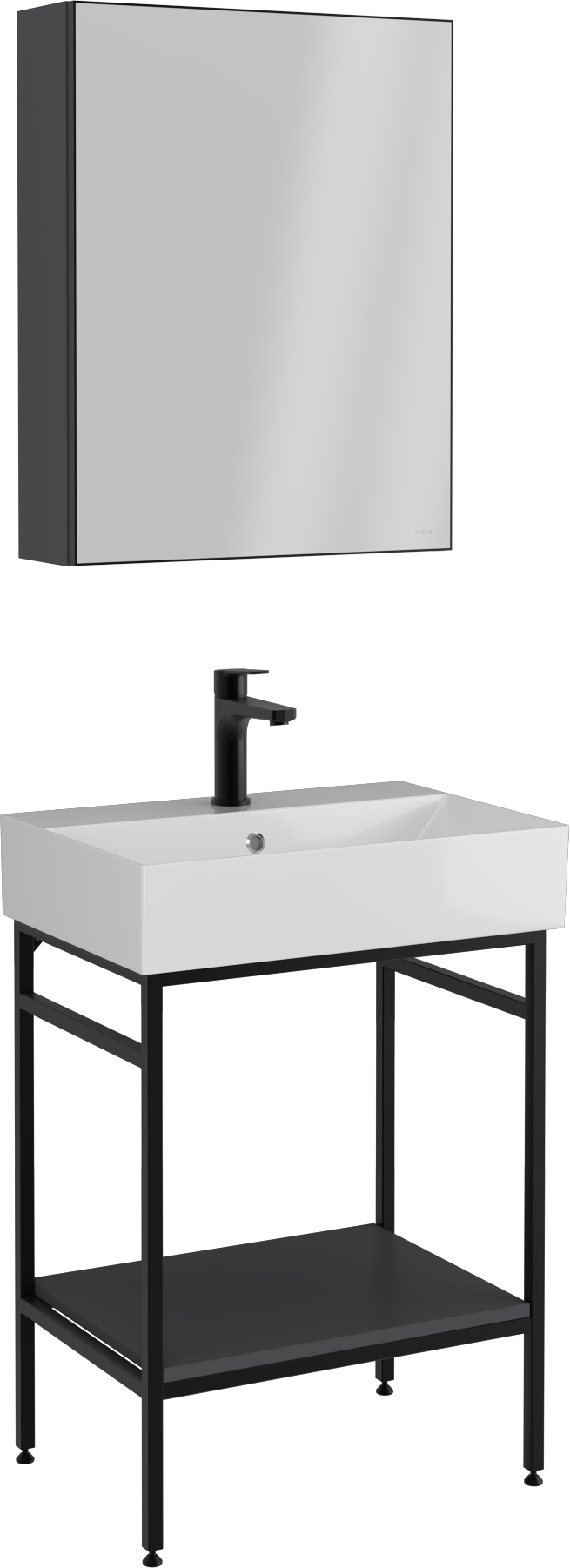 Fermo Raflı Lavabo Ünitesi Antrasit 60 cm 