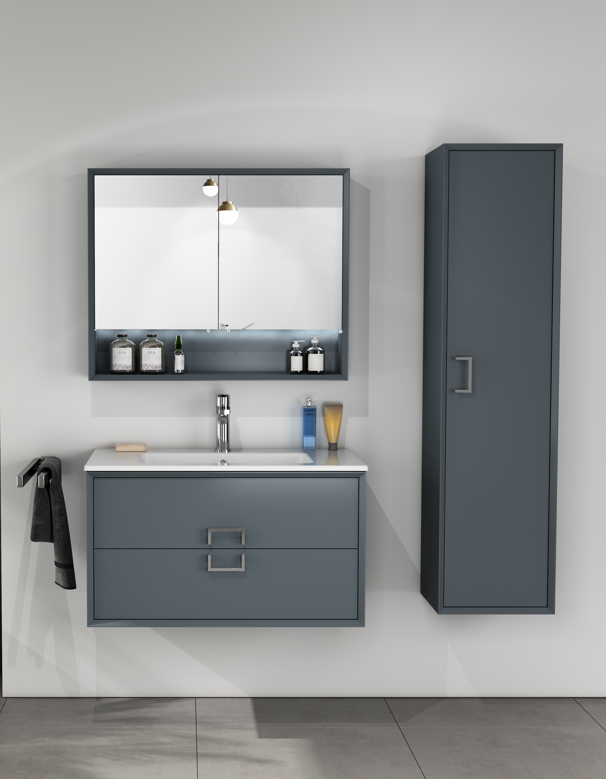 Stepp Lavabo Ünitesi Antrasit 80 cm