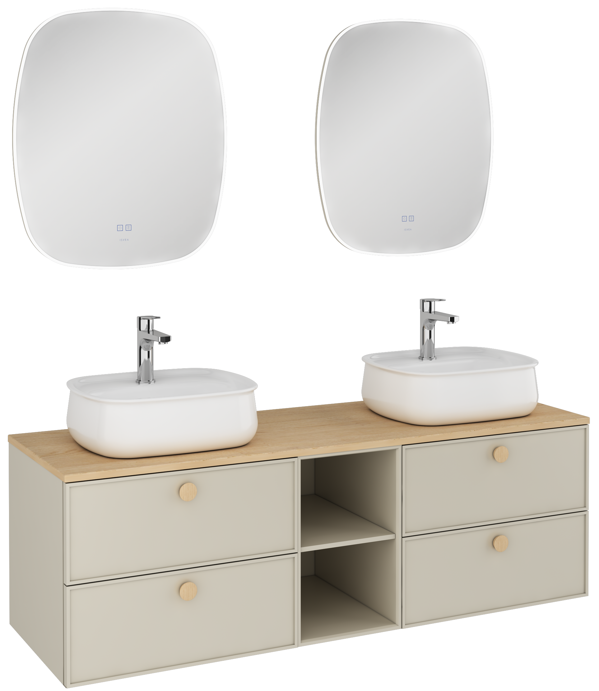 Mondo Çift Çekmeceli Lavabo Ünitesi Çakıl Gri 150 cm  
