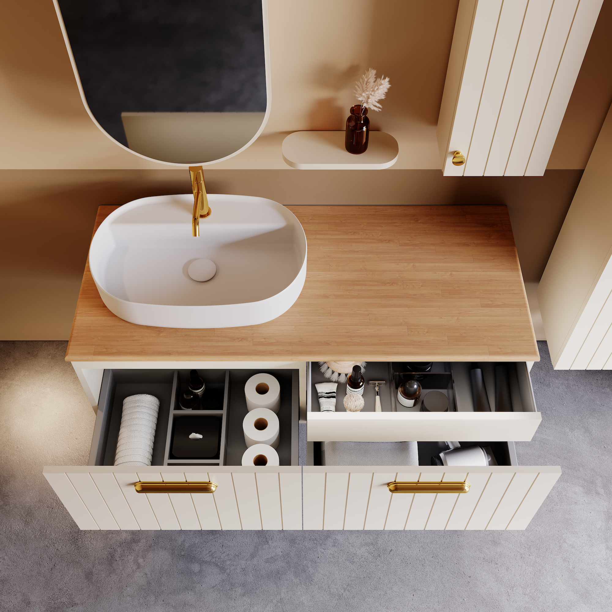 Rinato Lavabo Ünitesi Krem 120 cm
