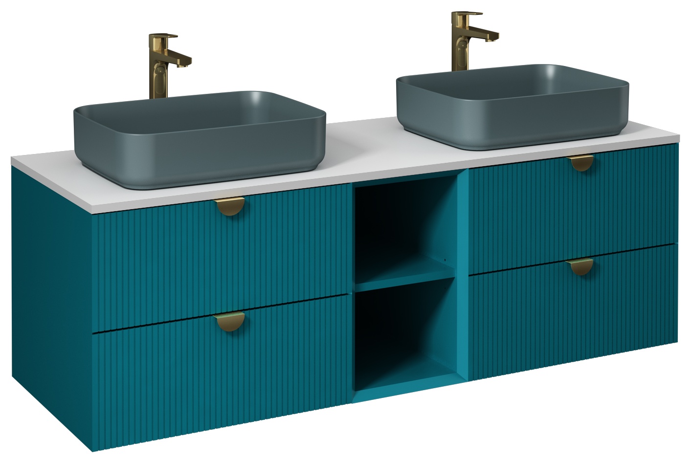 Infinity Lavabo Dolabı 150cm (10NF65050-2P x2 Lavabo dahil) Okyanus