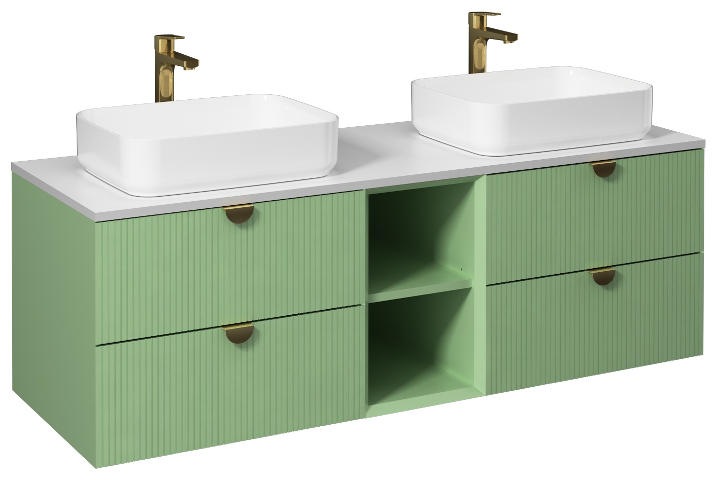 Infinity Lavabo Dolabı 150cm(110NF65050x2 Lavabo dahil) Pastel Yeşil