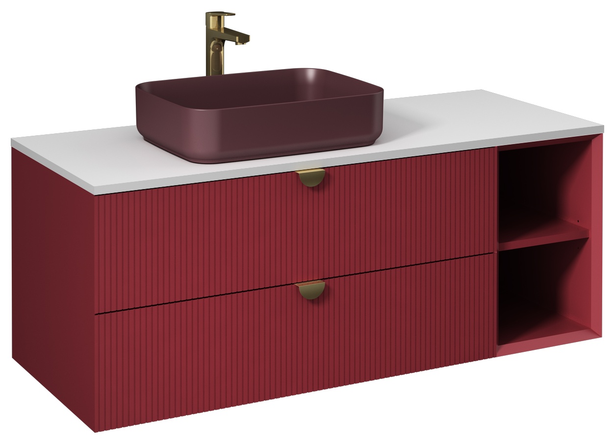 Infinity Lavabo Dolabı Açık Raf130cm ( 10NF65050-2Rdahil) Yakut Kırmızı 
