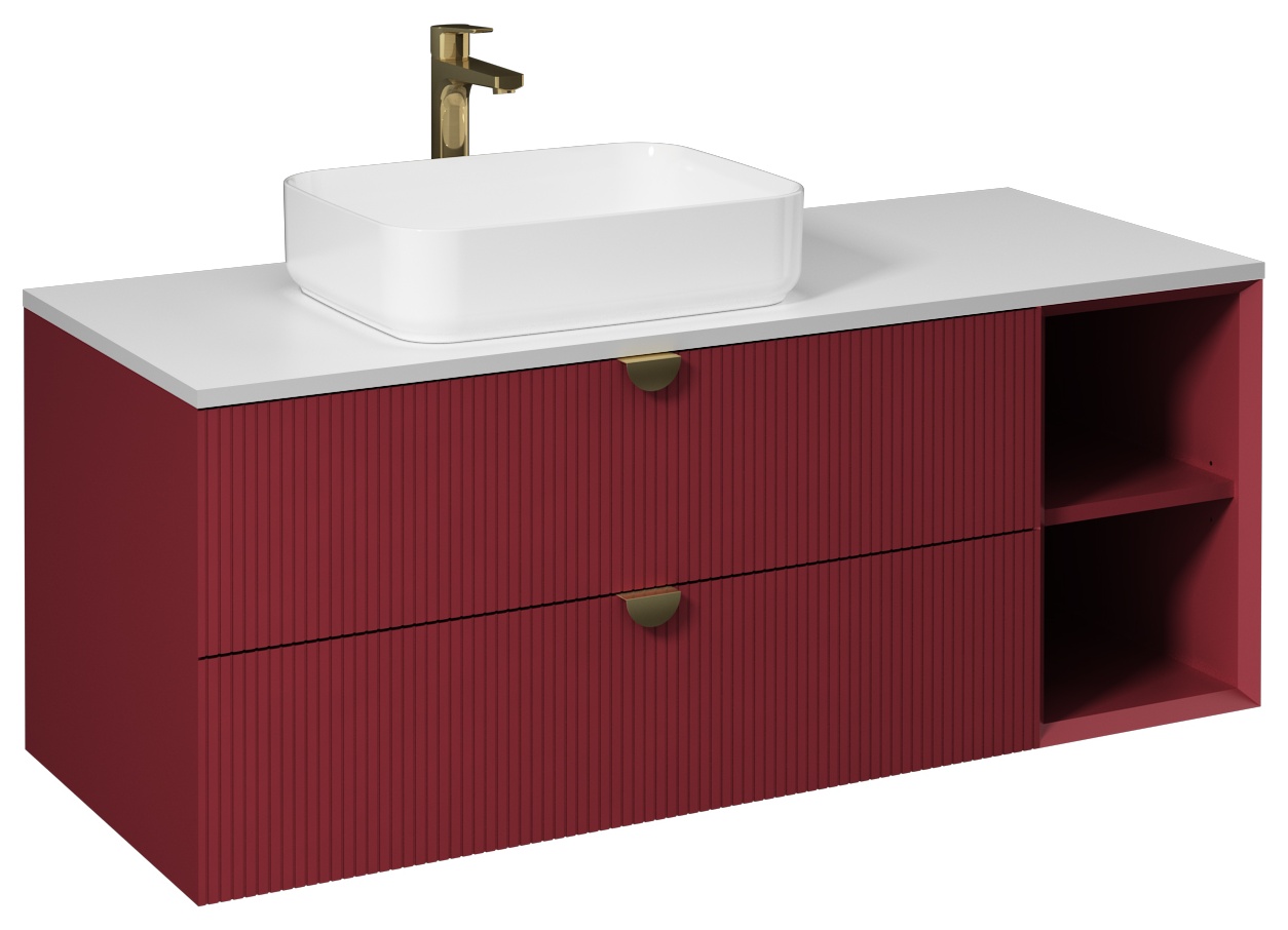 DENEME- Infinity Lavabo Dolabı Açık Raf 130cm Yakut Kırmızı